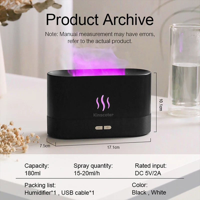 250ml Fire Flame Humidifier & Aromatherapy Diffuser